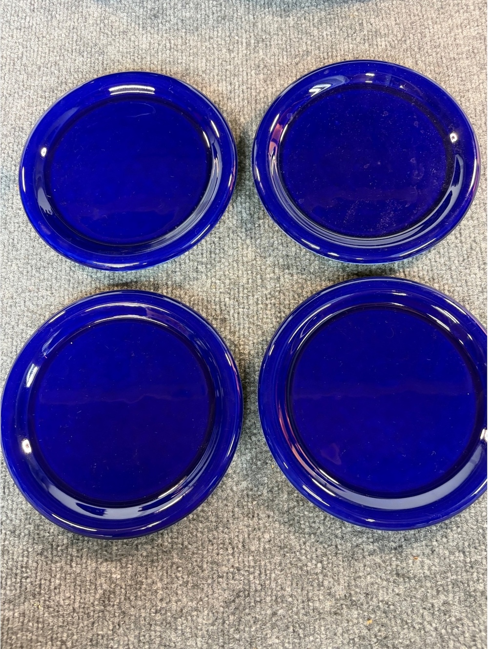 Vintage Crown Corning Italy Stoneware Side Plates Cobalt Blue 6.75โ Set Of 4